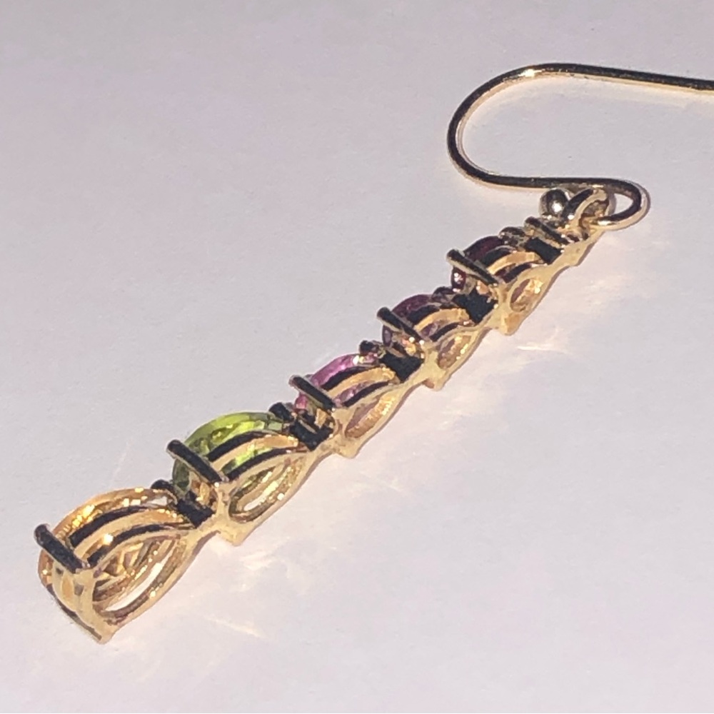 Solid 14k Gold Gemstone Dangle Earrings - image 7